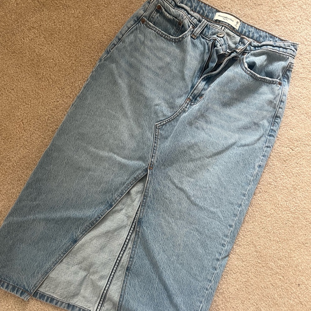 Abercrombie & Fitch Blue Midi Skirt Classic Denim